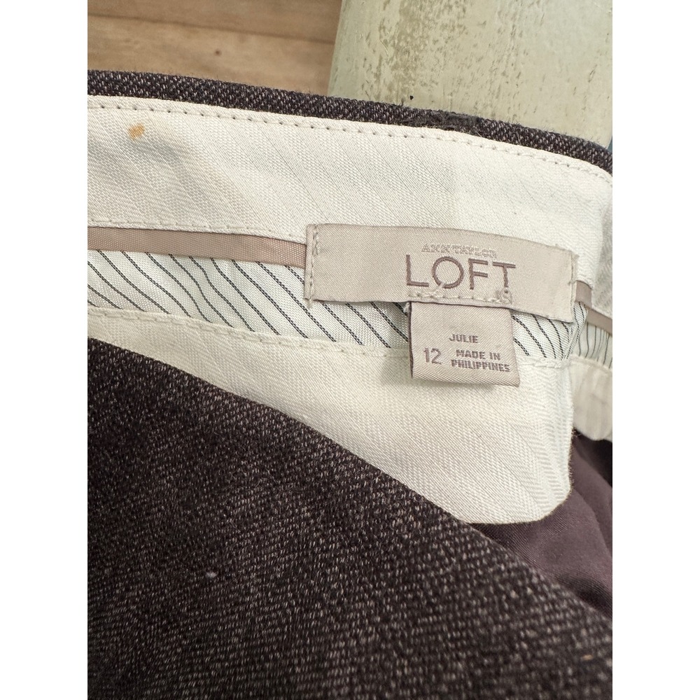 LOFT Julie Dress Pants Brown Heathered Straight Leg Career Trousers Sz 12 Chic - Picture 7 of 8